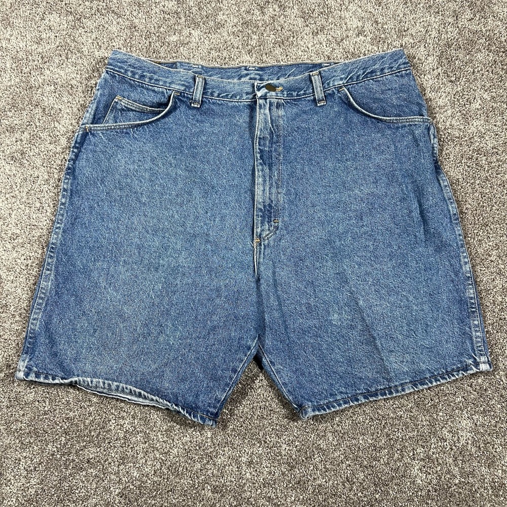 Vtg 1990s Wrangler Denim Shorts Size 38 Made In USA Blue Wash Jeans Cotton Jorts